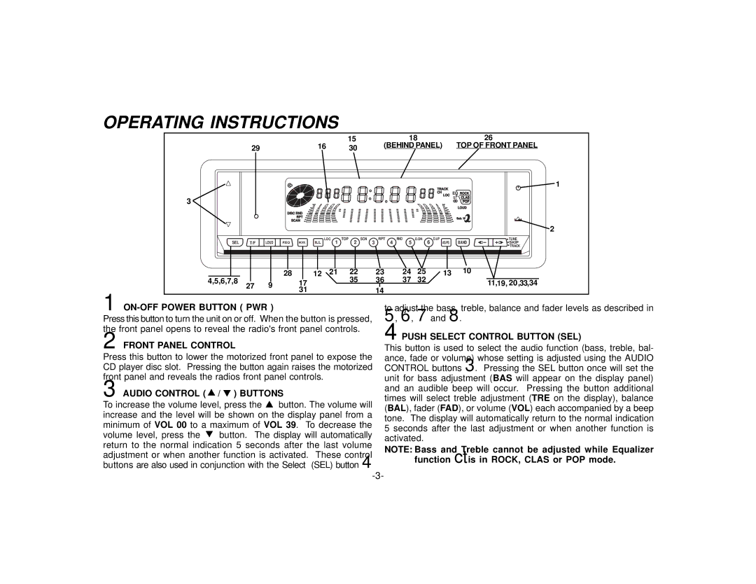 Audiovox P-975 manual Operating Instructions 