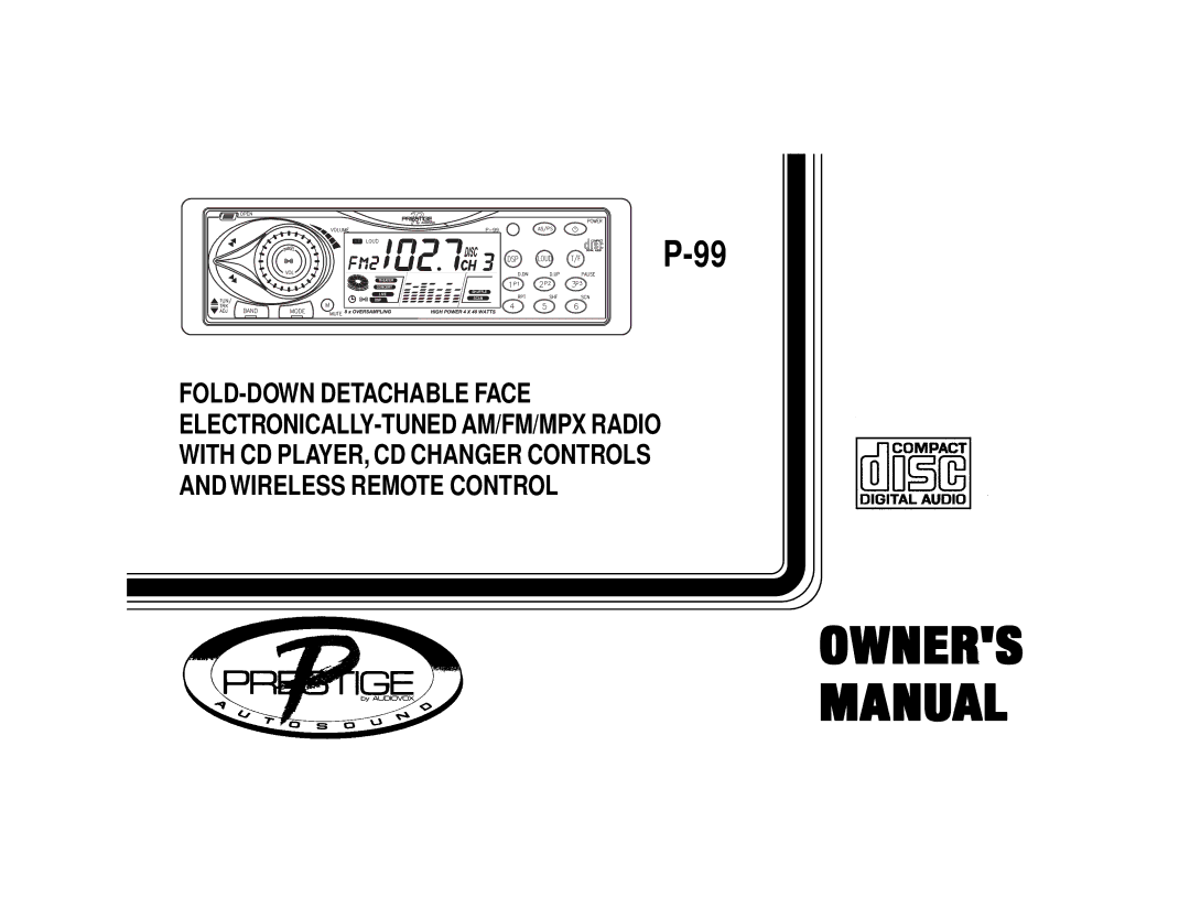 Audiovox P-99 manual Owners Manual 