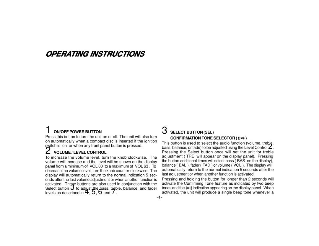 Audiovox P-99 manual Operating Instructions, ON/OFF Power Button 