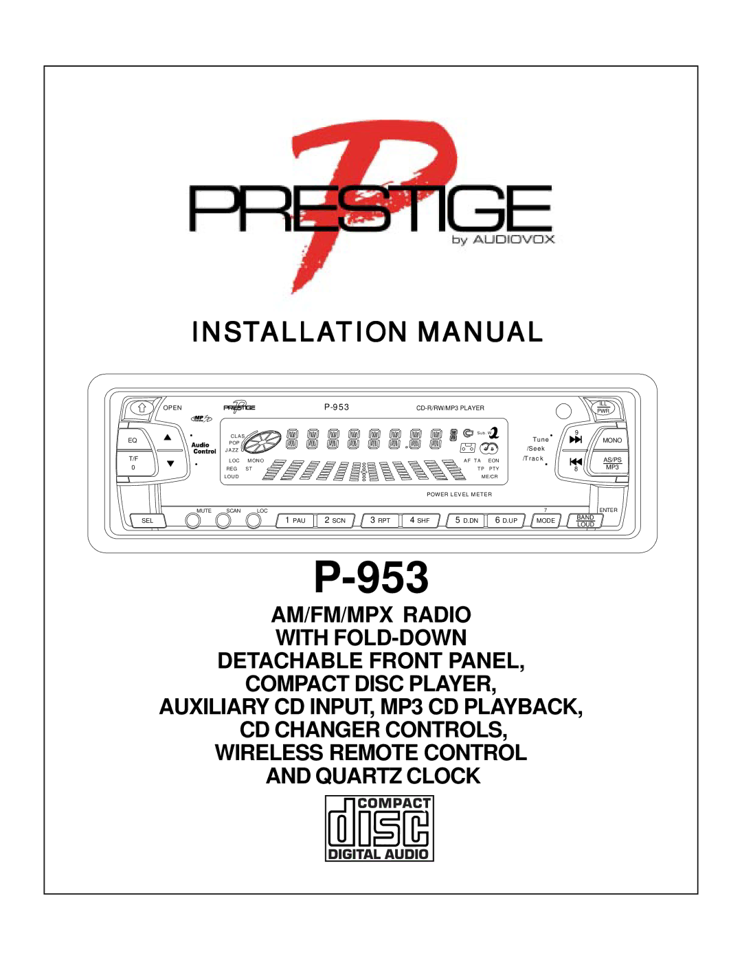 Audiovox P953 manual 