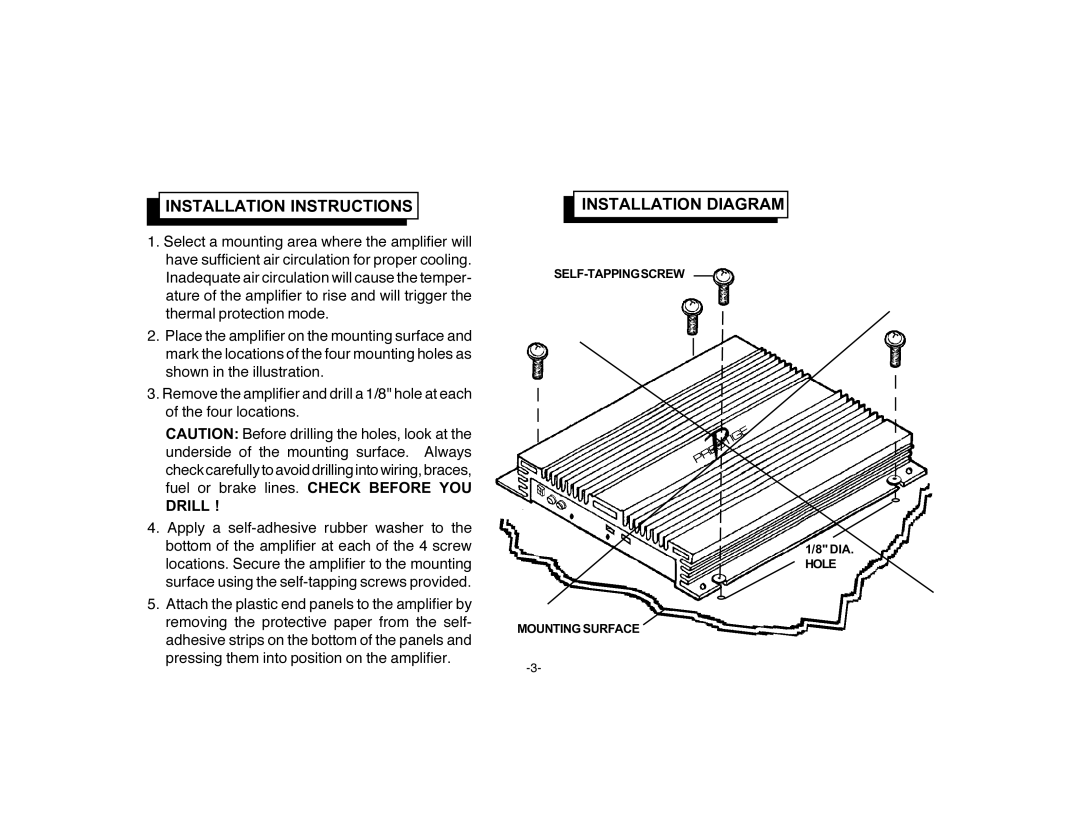 Audiovox PA-S2100 owner manual Installation Instructions, Installation Diagram 