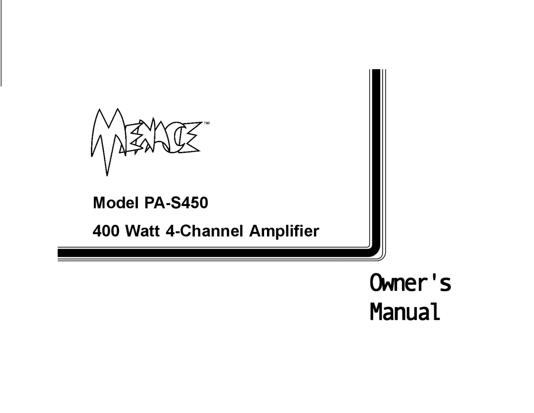 Audiovox PA-S450 owner manual Owners Manual 