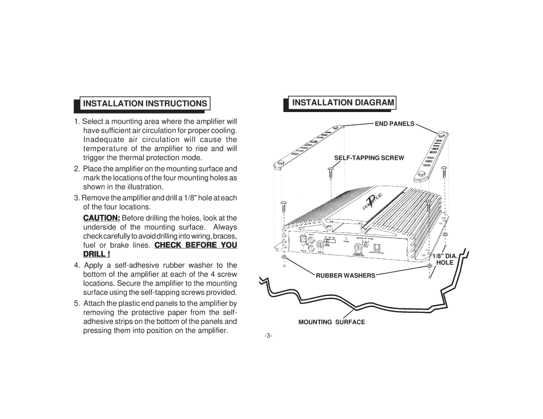 Audiovox PAB-2150R manual Installation Instructions, Installation Diagram 