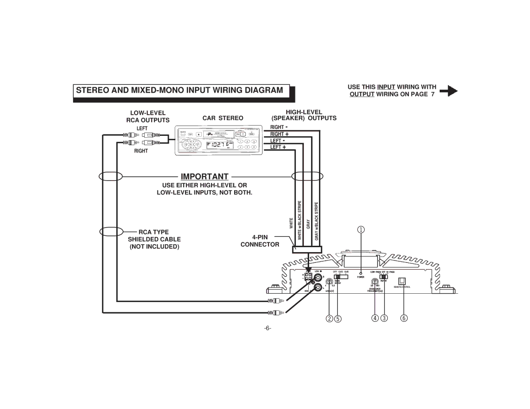 Audiovox PAB-2150R manual 25 4 3, Stereo and MIXED-MONO Input Wiring Diagram 