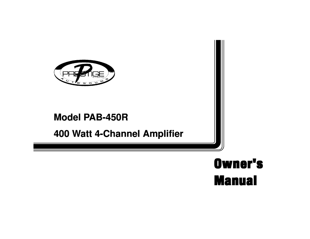 Audiovox manual Model PAB-450R 400 Watt 4-ChannelAmplifier 