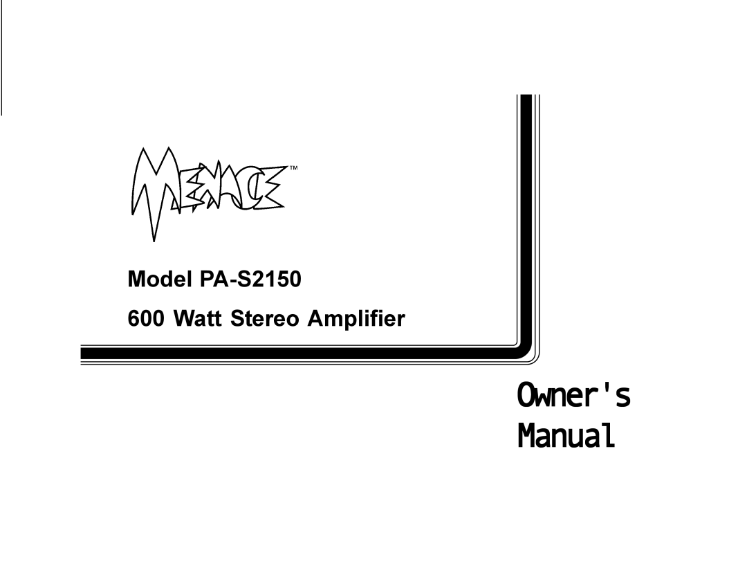 Audiovox PAS2150 owner manual Owners Manual 