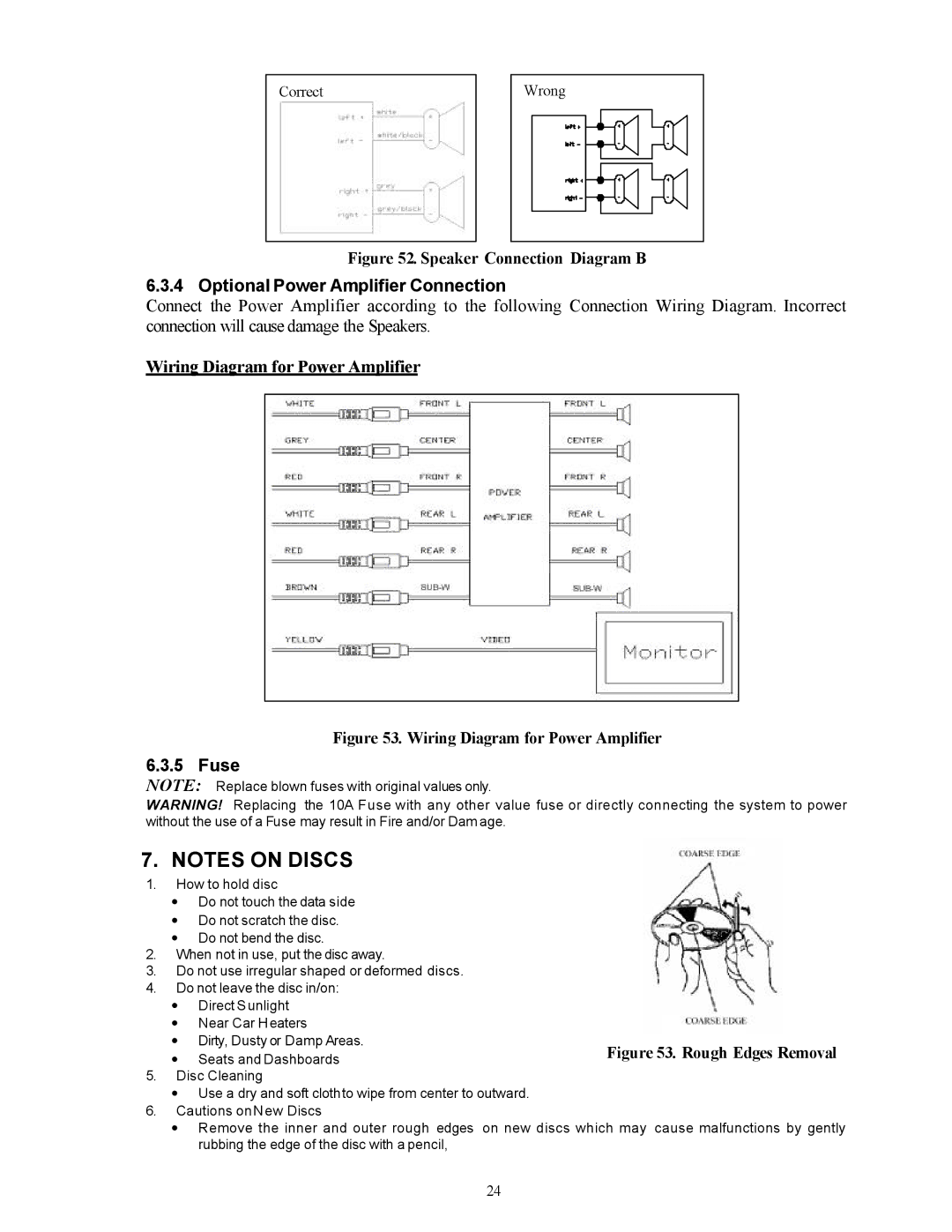 Audiovox PAV-8000D installation manual Optional Power Amplifier Connection, Fuse 