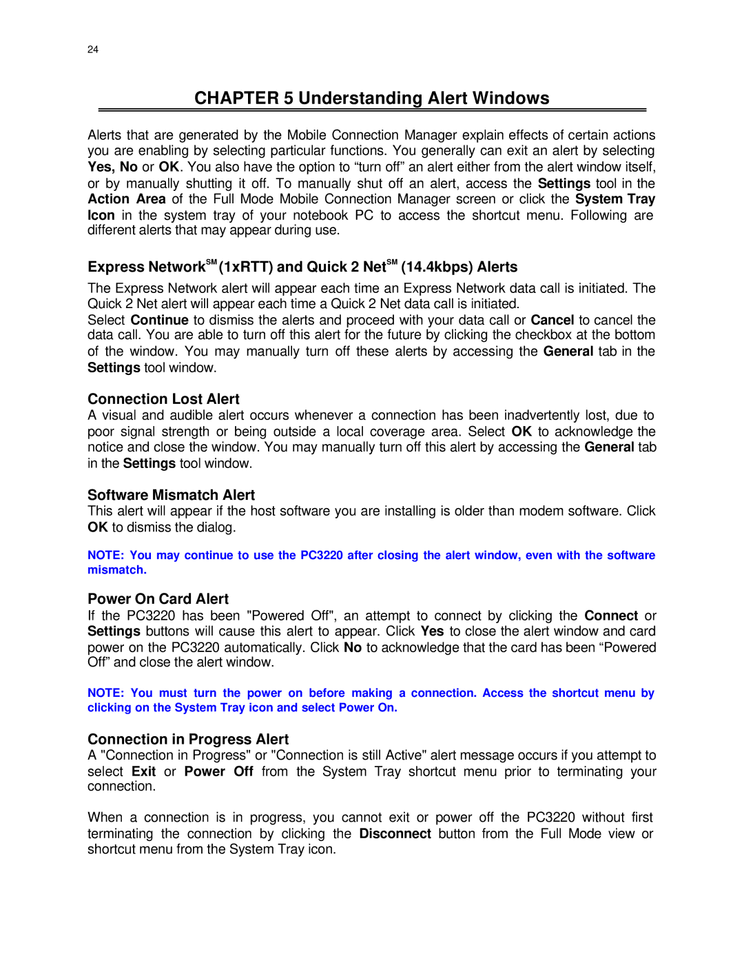 Audiovox PC 3220 manual Understanding Alert Windows 