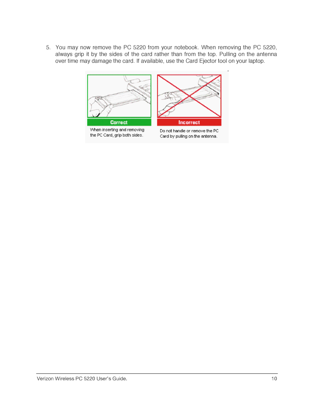 Audiovox manual Verizon Wireless PC 5220 User’s Guide 