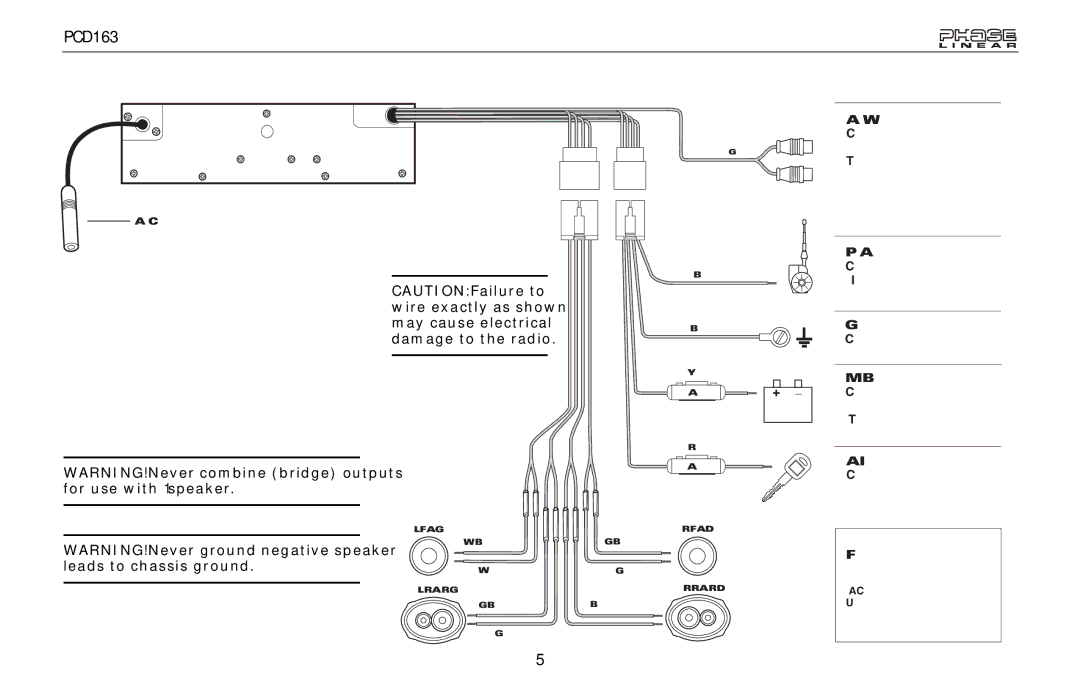 Audiovox PCD163 owner manual Wiring, Antenna Connector 