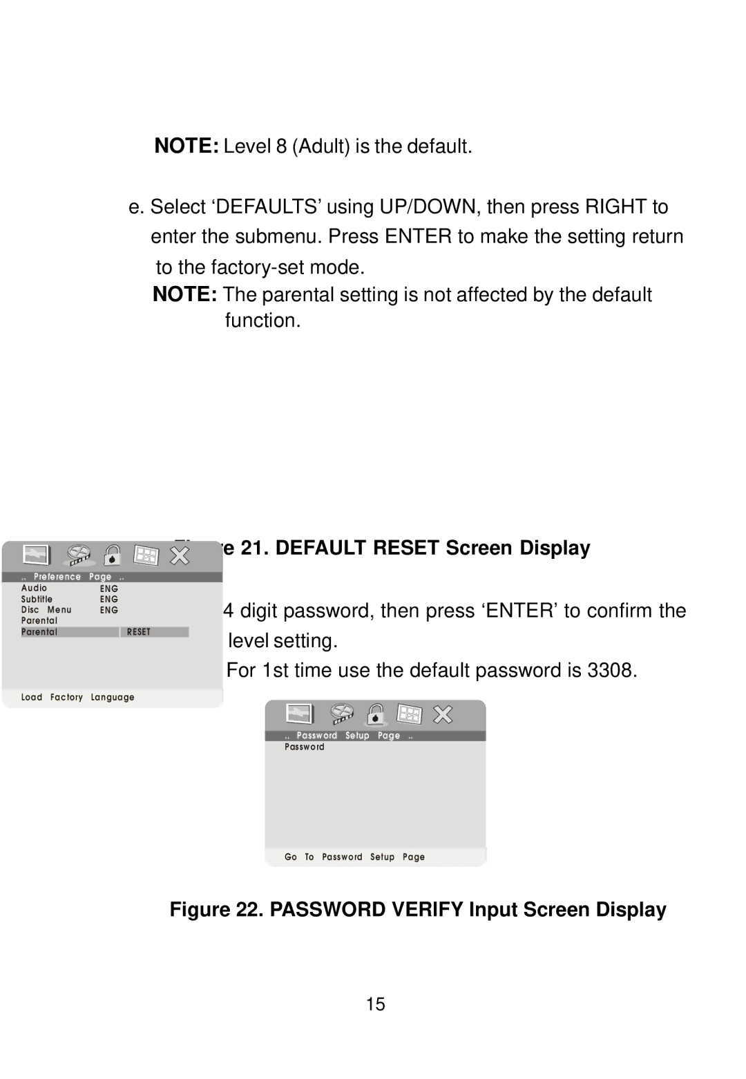 Audiovox PE702 owner manual Password Verify Input Screen Display 