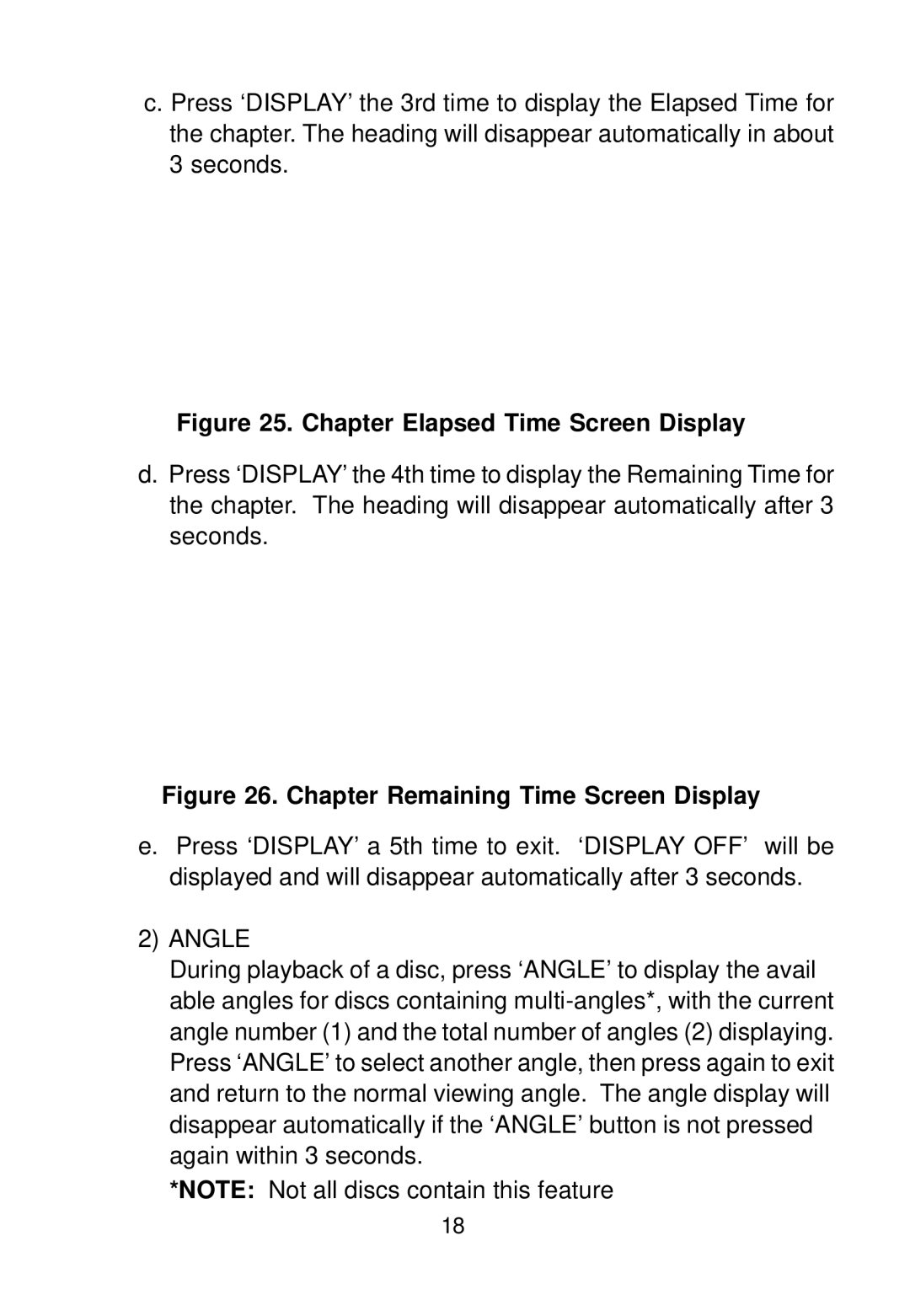 Audiovox PE702 owner manual Chapter Elapsed Time Screen Display 