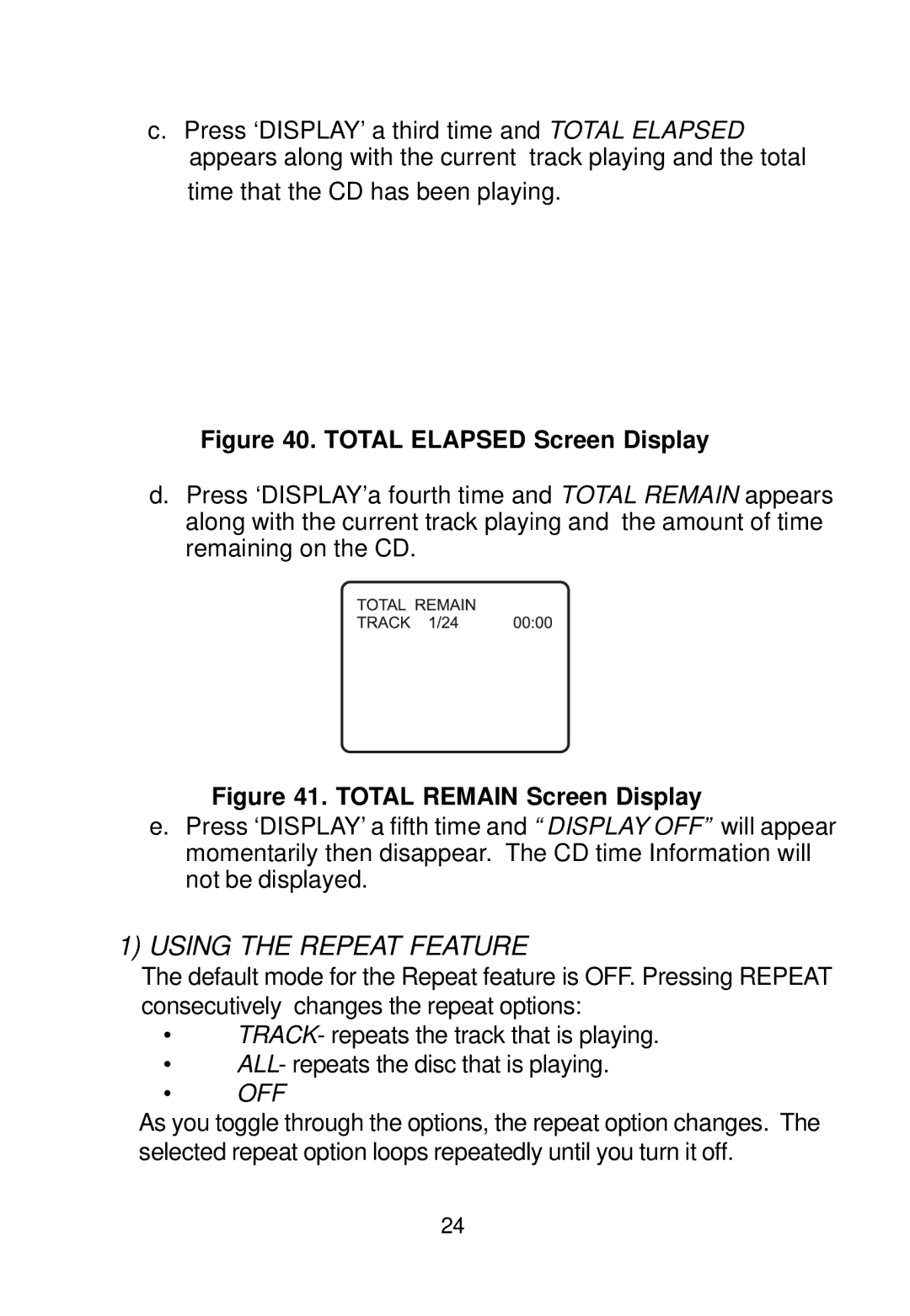 Audiovox PE702 owner manual Using the Repeat Feature 