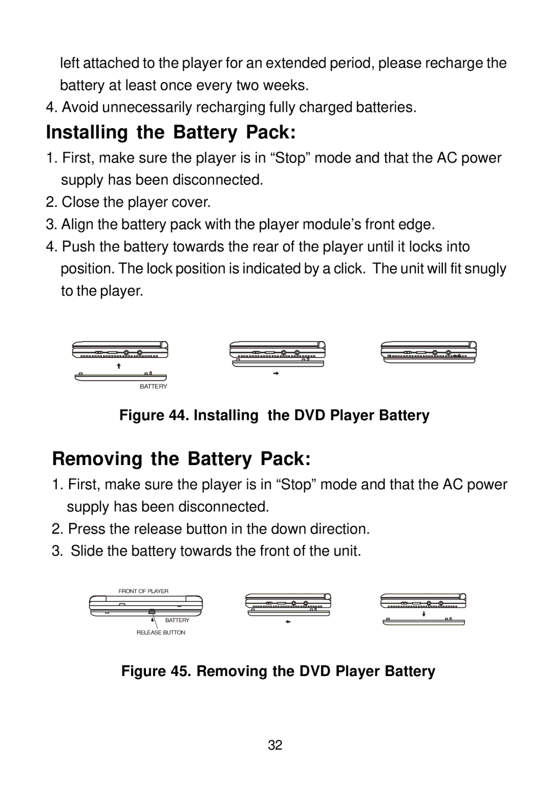 Audiovox PE702 owner manual Installing the Battery Pack 