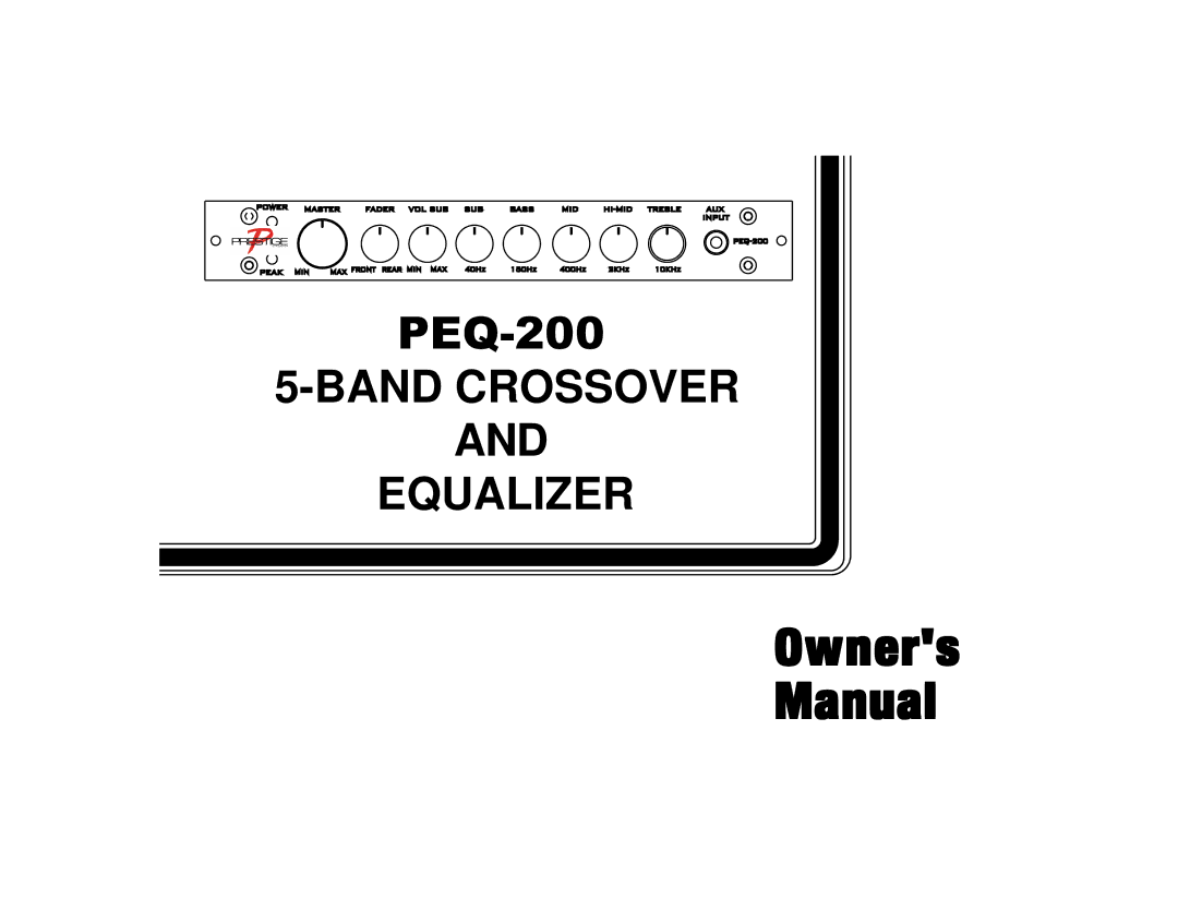 Audiovox PEQ-200 manual Owners Manual 