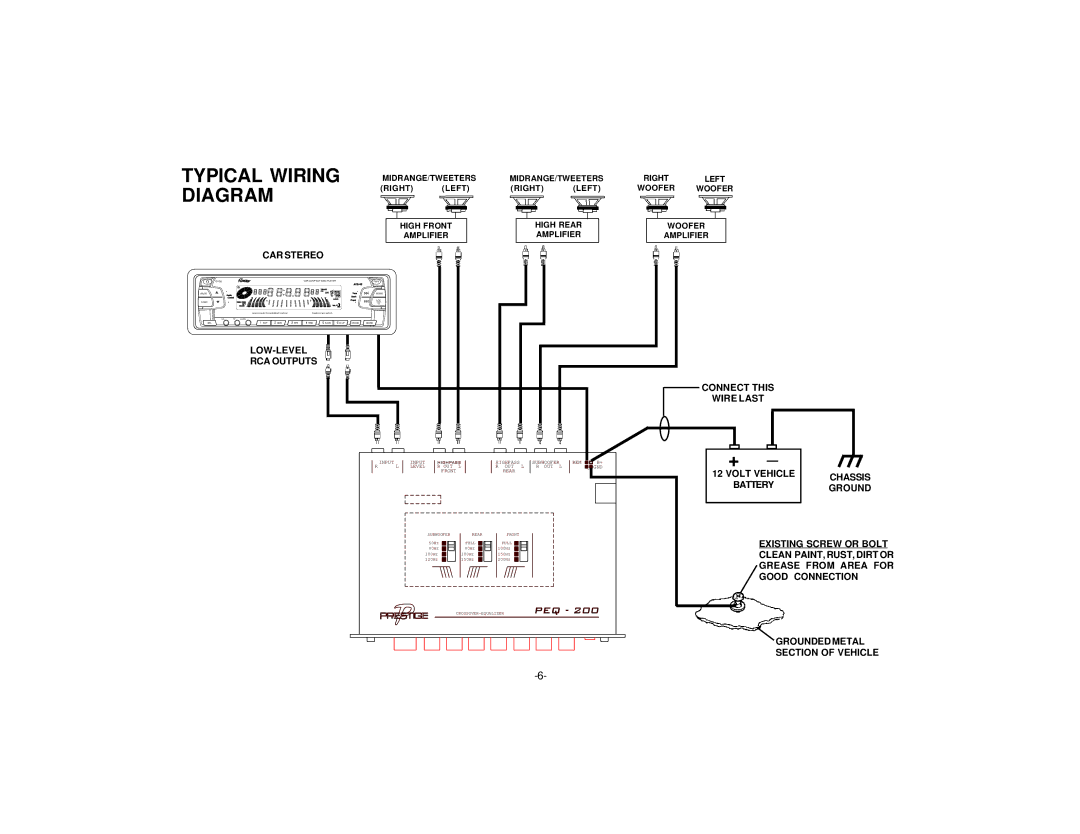 Audiovox PEQ-200 manual Typical Wiring 