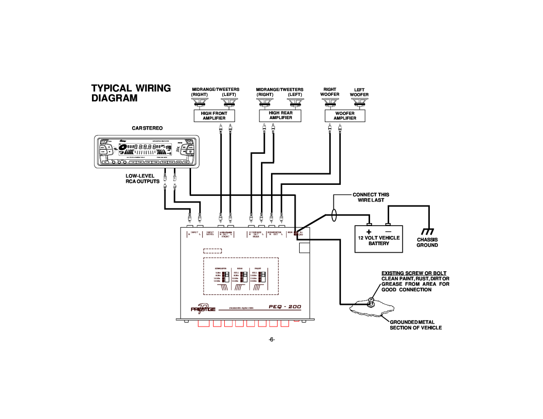 Audiovox PEQ-200 manual Typical Wiring, Diagram 