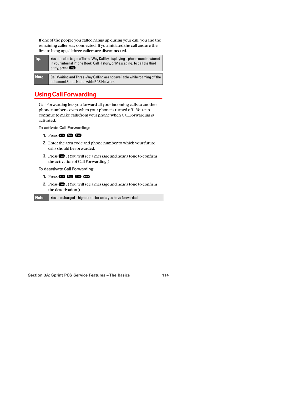 Audiovox PM-8920 manual Using Call Forwarding, To activate Call Forwarding, To deactivate Call Forwarding 