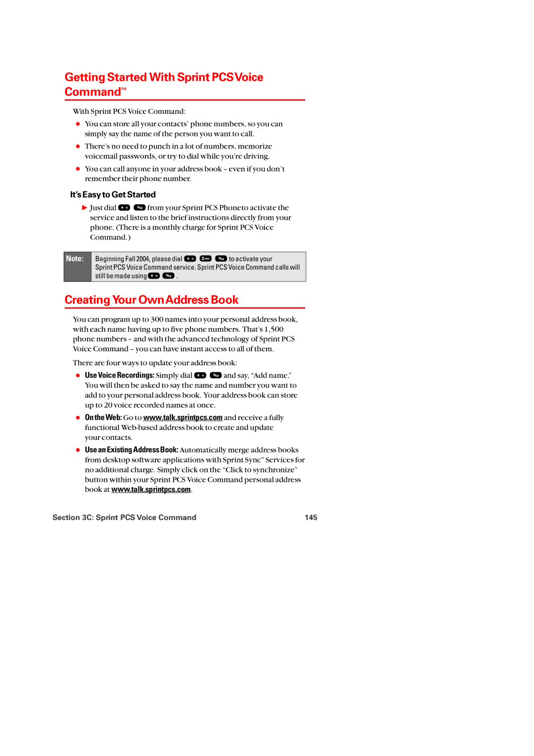 Audiovox PM-8920 Getting Started With Sprint PCSVoice CommandTM, Creating Your OwnAddress Book, It’s Easy to Get Started 