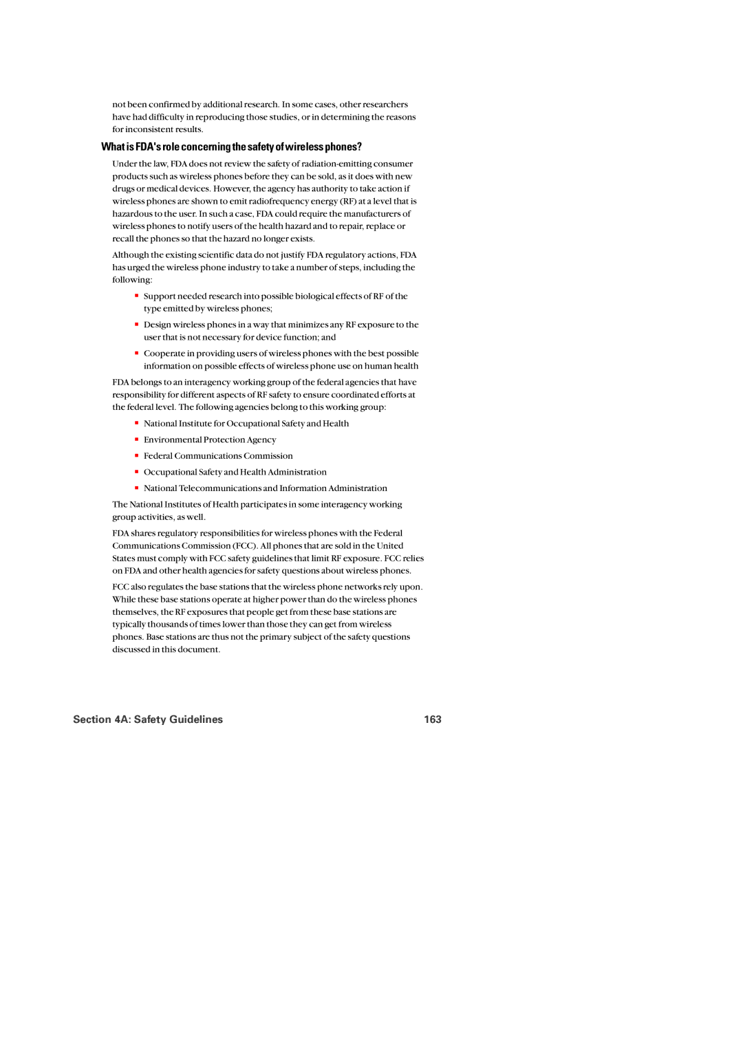 Audiovox PM-8920 manual What is FDAs role concerning the safety of wireless phones?, Safety Guidelines 163 