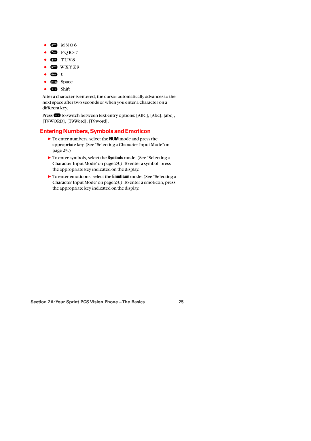 Audiovox PM-8920 manual Entering Numbers,Symbols and Emoticon 