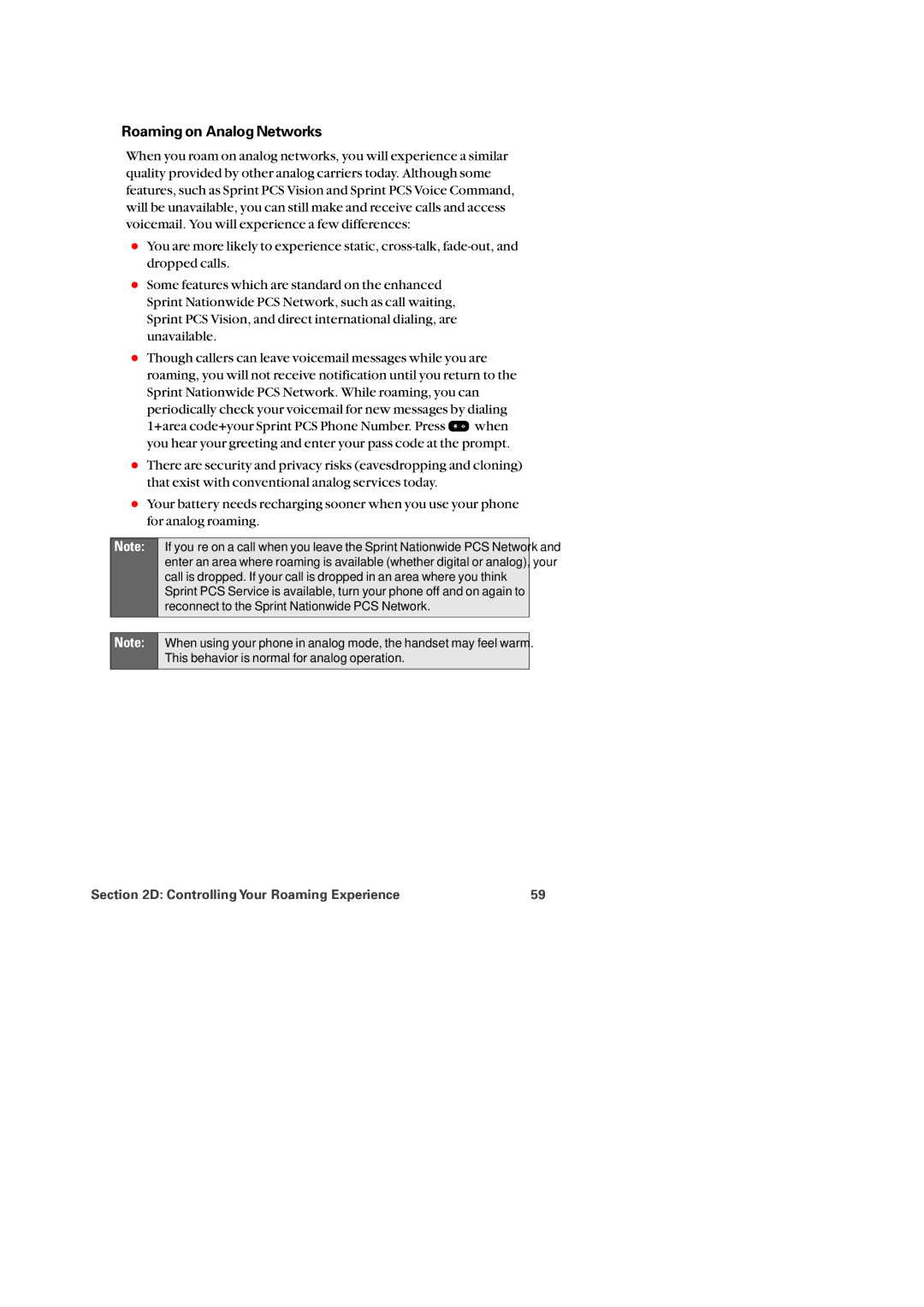 Audiovox PM-8920 manual Roaming on Analog Networks 