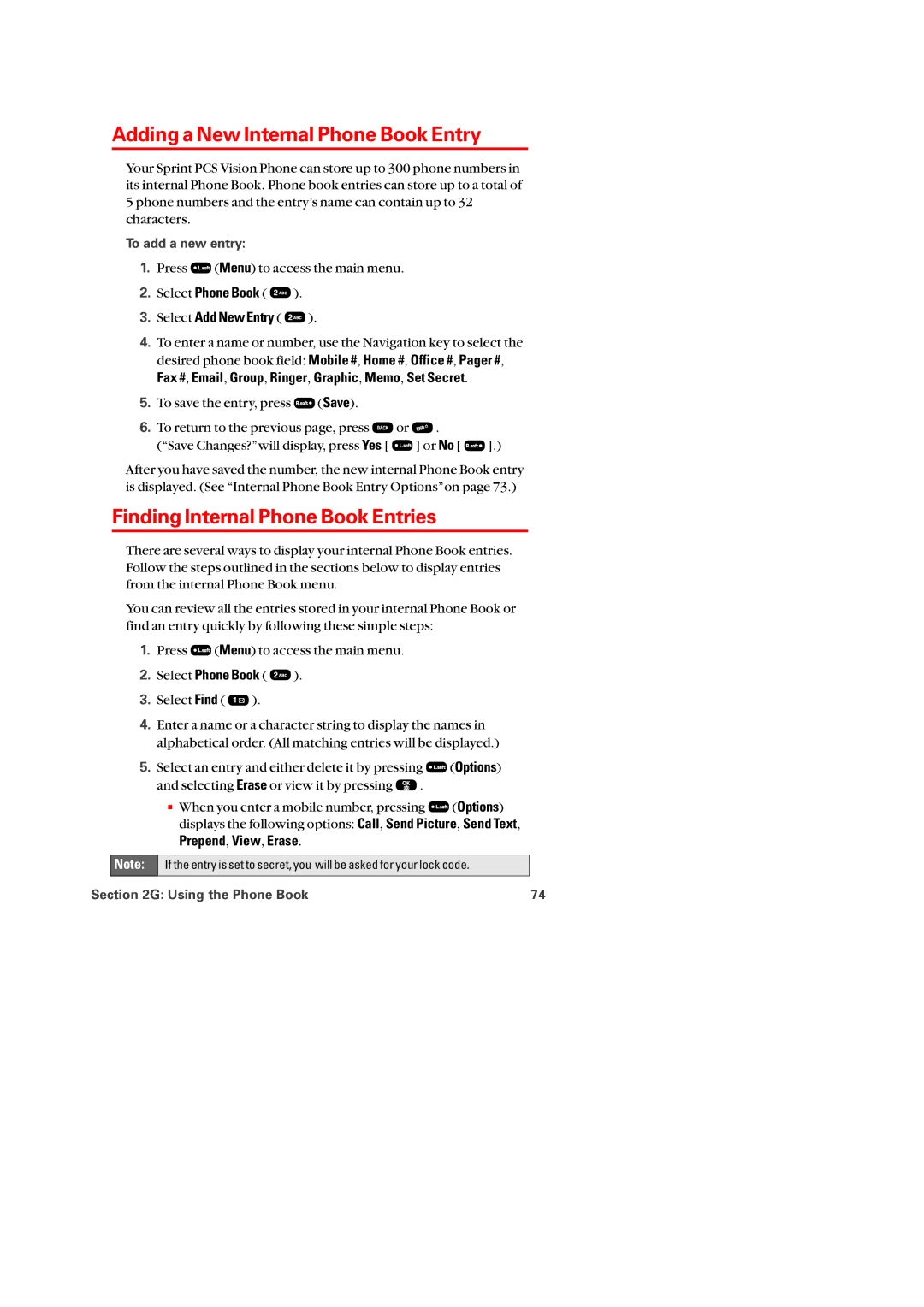 Audiovox PM-8920 manual Adding a New Internal Phone Book Entry, Finding Internal Phone Book Entries, Select Add New Entry 