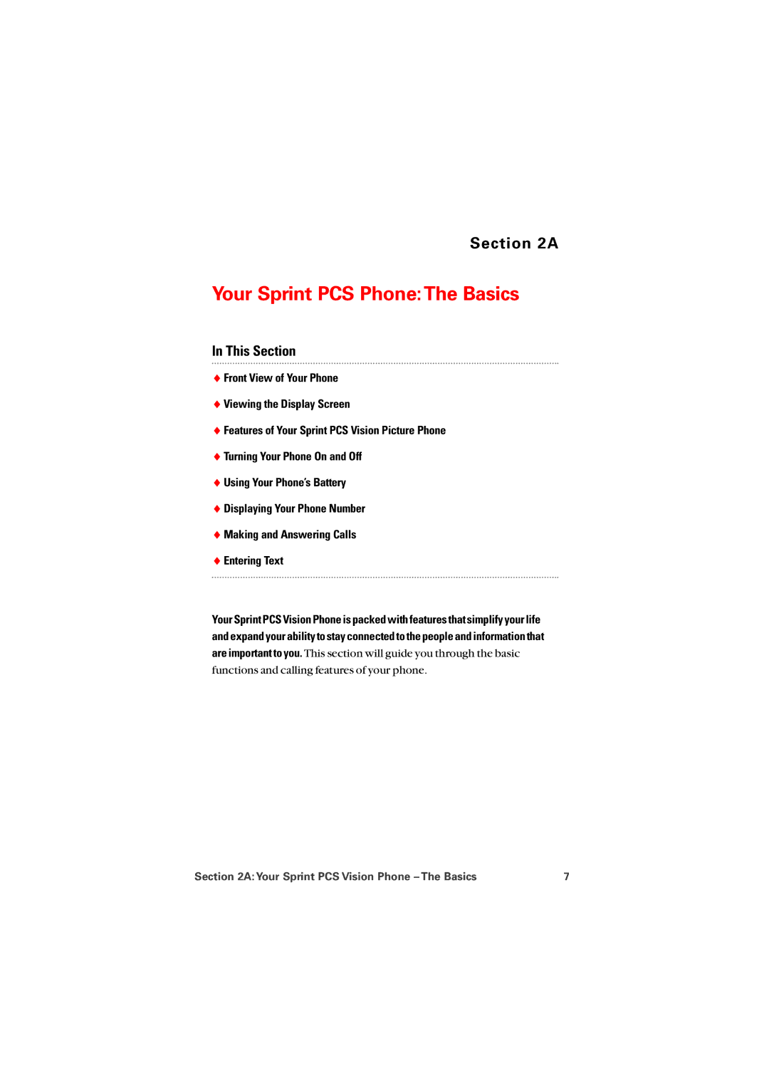 Audiovox PM8912 manual Your Sprint PCS PhoneThe Basics, Your Sprint PCS Vision Phone The Basics 