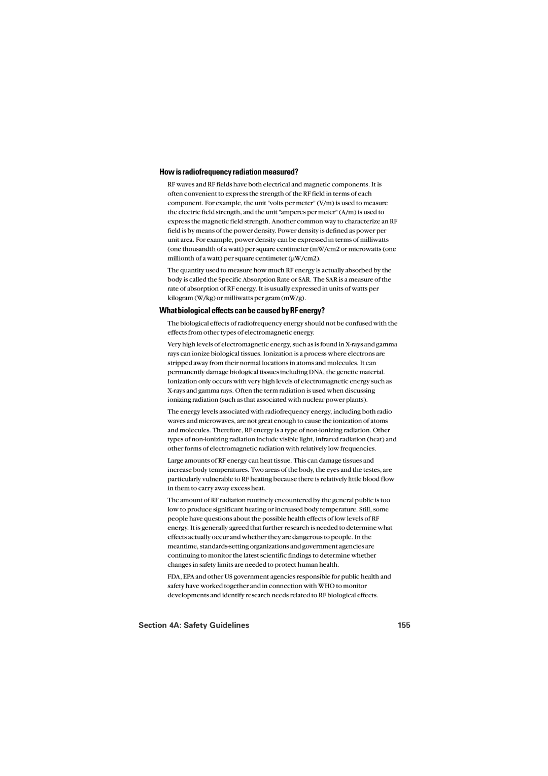 Audiovox PM8912 manual How is radiofrequency radiation measured?, What biological effects can be caused by RF energy? 