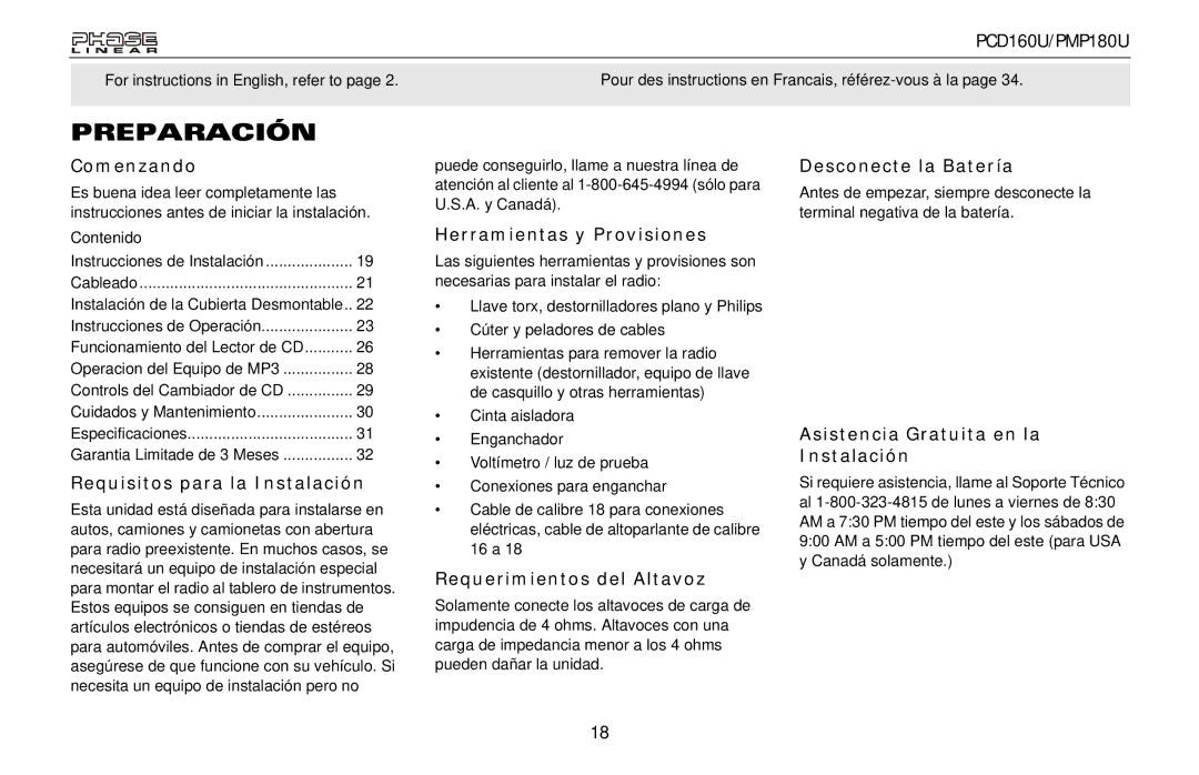 Audiovox PMP180U, PCD160U owner manual Preparación 