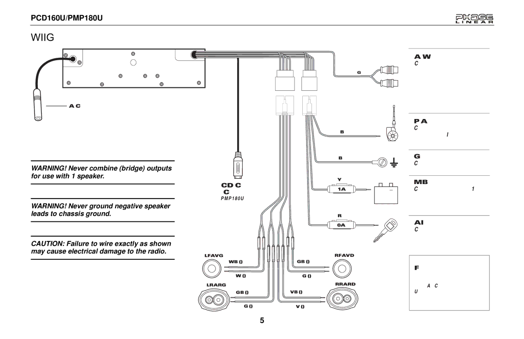 Audiovox PCD160U, PMP180U owner manual Wiring, CD Changer Connector 