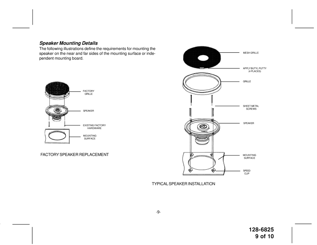 Audiovox 6.0 Inch, Portable Speaker Speaker Mounting Details, Factory Speaker Replacement Typical Speaker Installation 