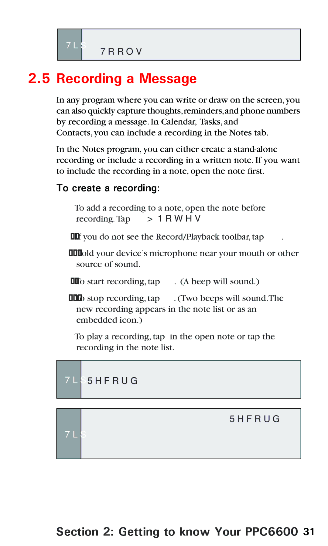 Audiovox PPC 6600 manual Recording a Message, To create a recording 