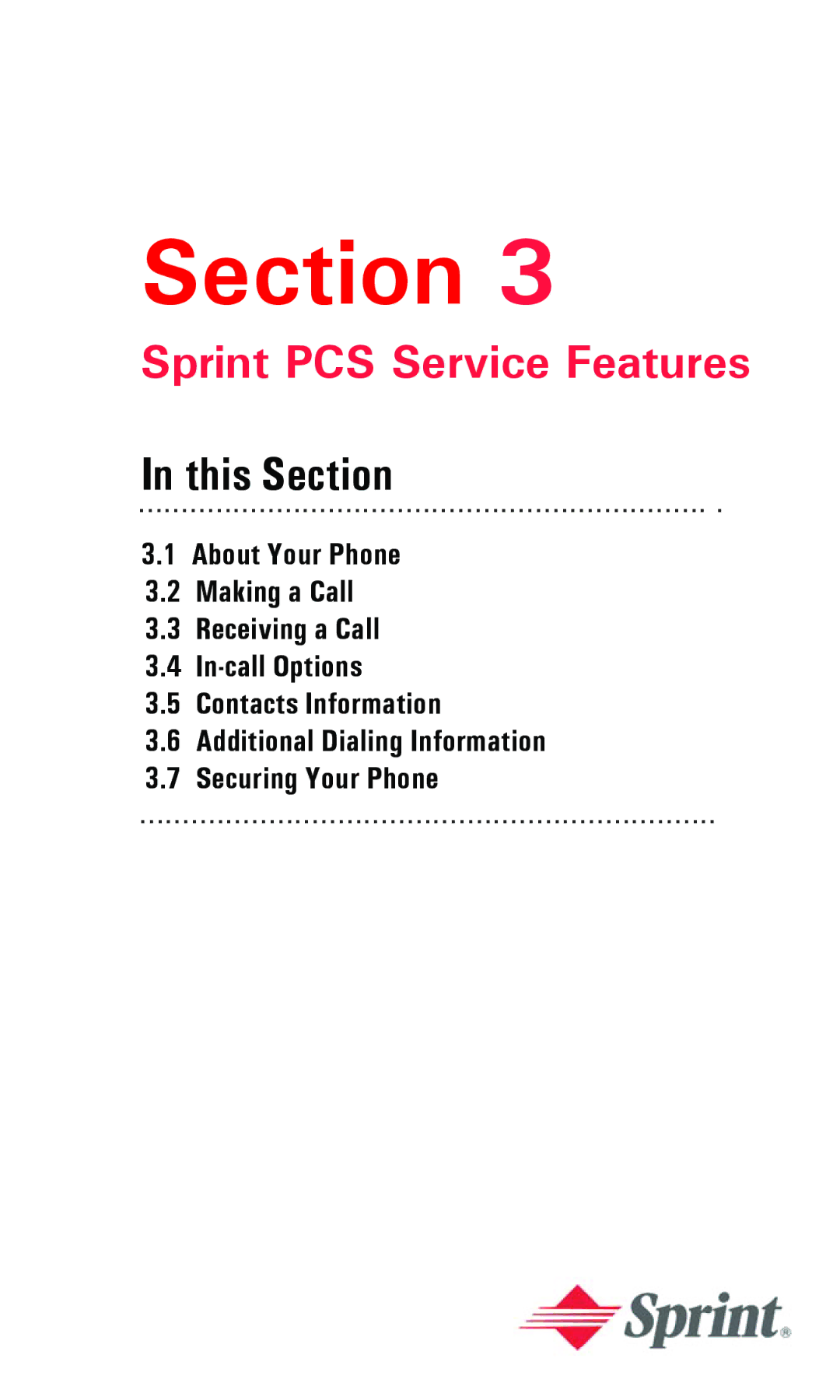 Audiovox PPC 6600 manual Sprint PCS Service Features 