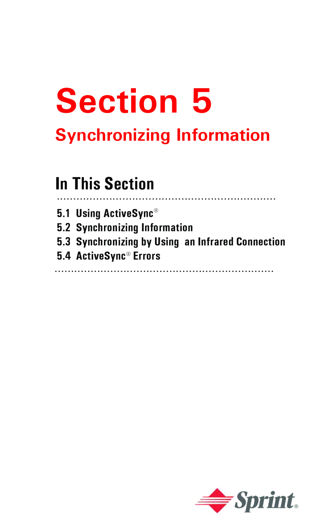 Audiovox PPC 6600 manual Using ActiveSync Synchronizing Information, ActiveSync Errors 