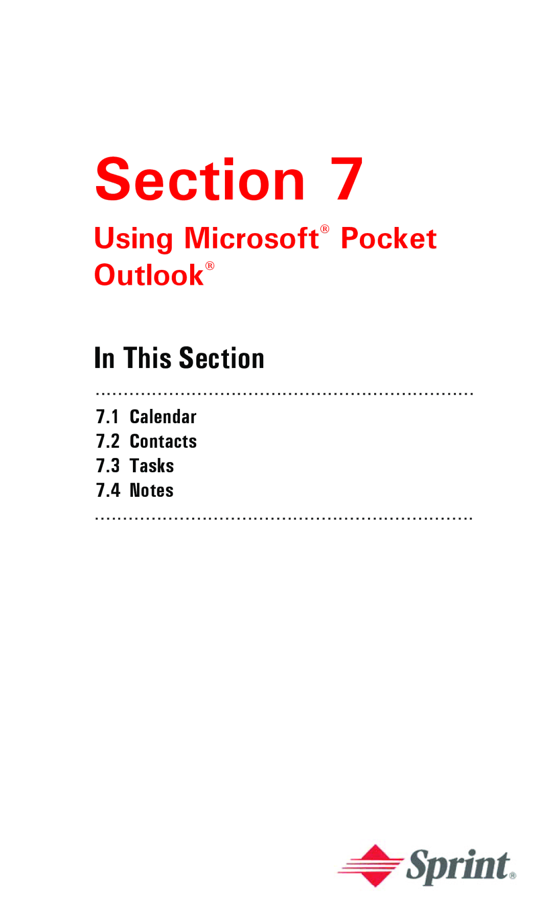 Audiovox PPC 6600 manual Using Microsoft Pocket Outlook, Calendar Contacts Tasks 