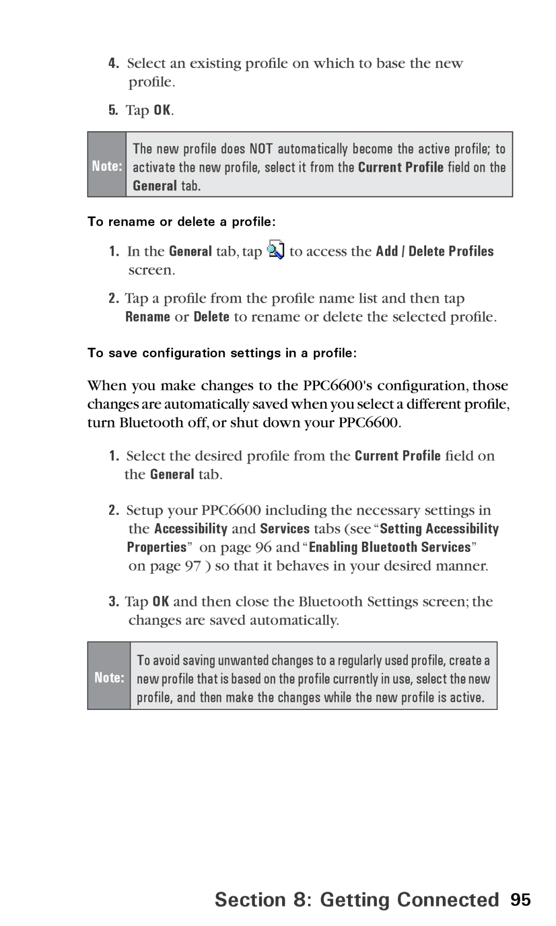 Audiovox PPC6600 manual To rename or delete a profile 