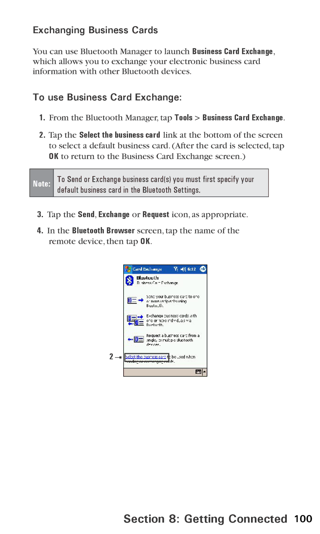 Audiovox PPC6600 manual Exchanging Business Cards, To use Business Card Exchange 