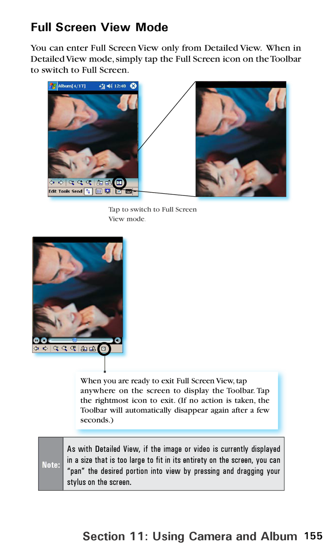 Audiovox PPC6600 manual Full Screen View Mode 