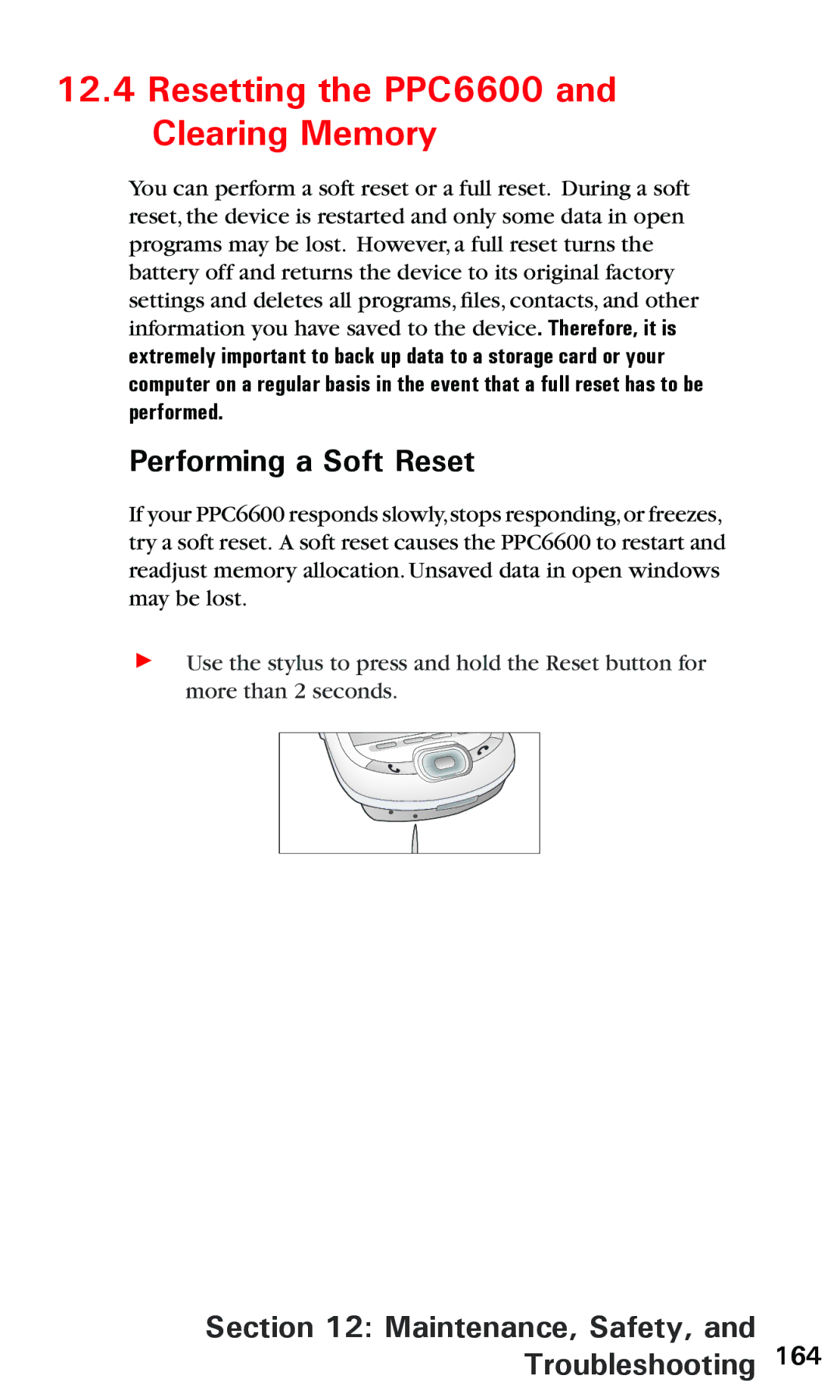 Audiovox manual Resetting the PPC6600 and Clearing Memory, Performing a Soft Reset 