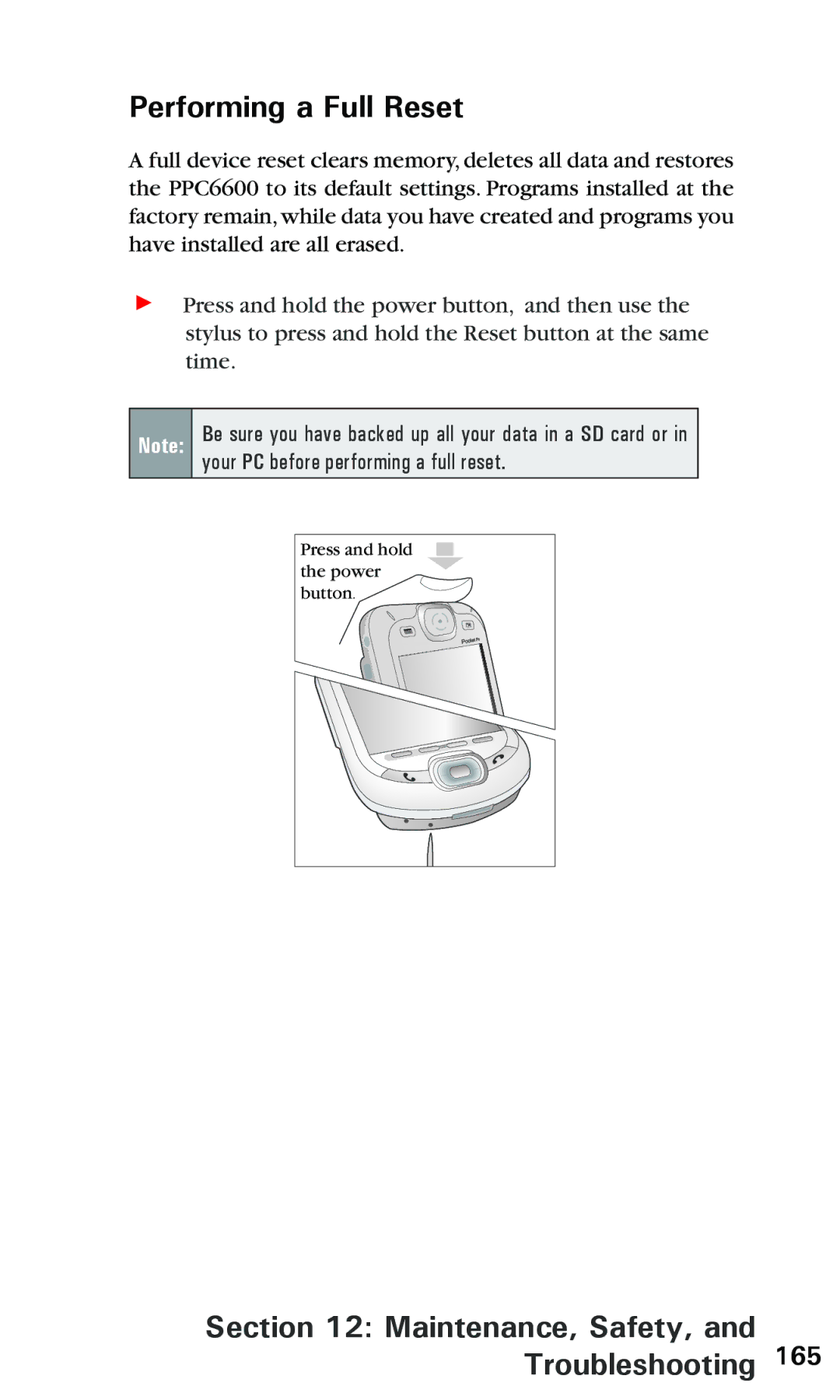 Audiovox PPC6600 manual Performing a Full Reset 