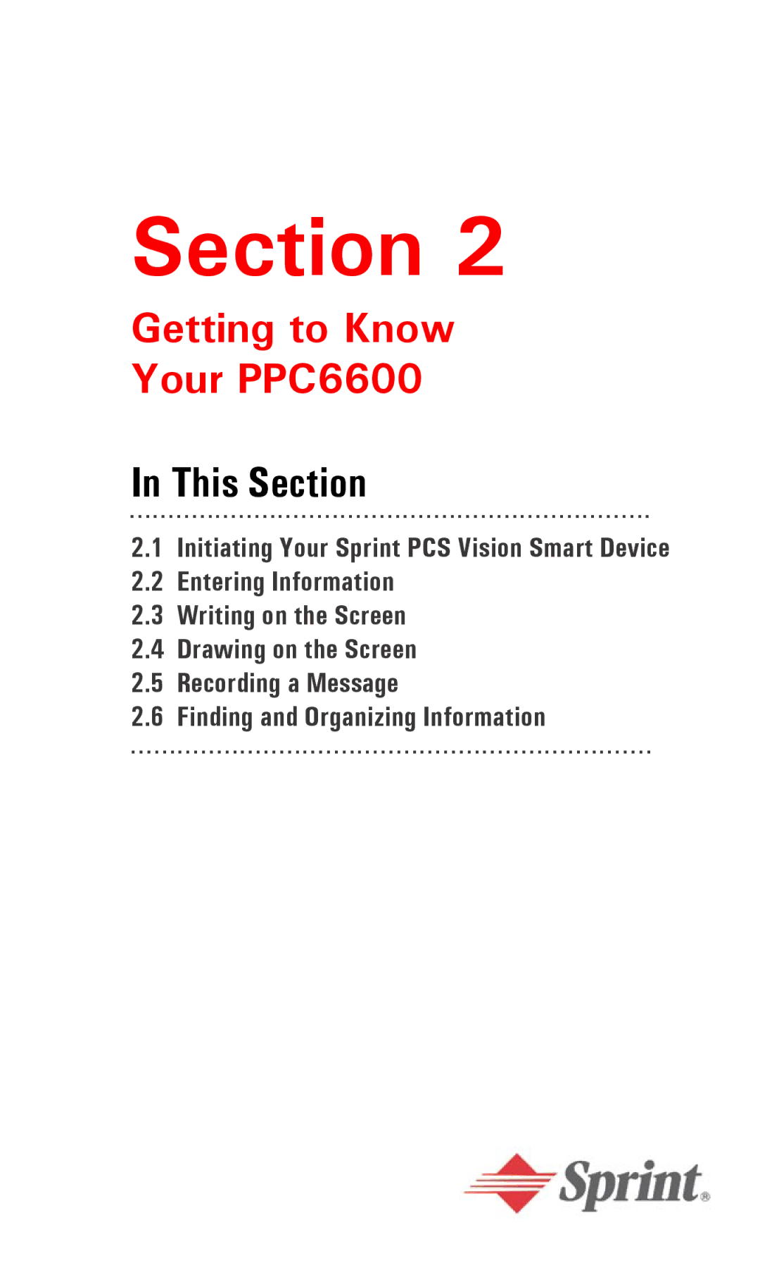 Audiovox PPC6600 manual Section 