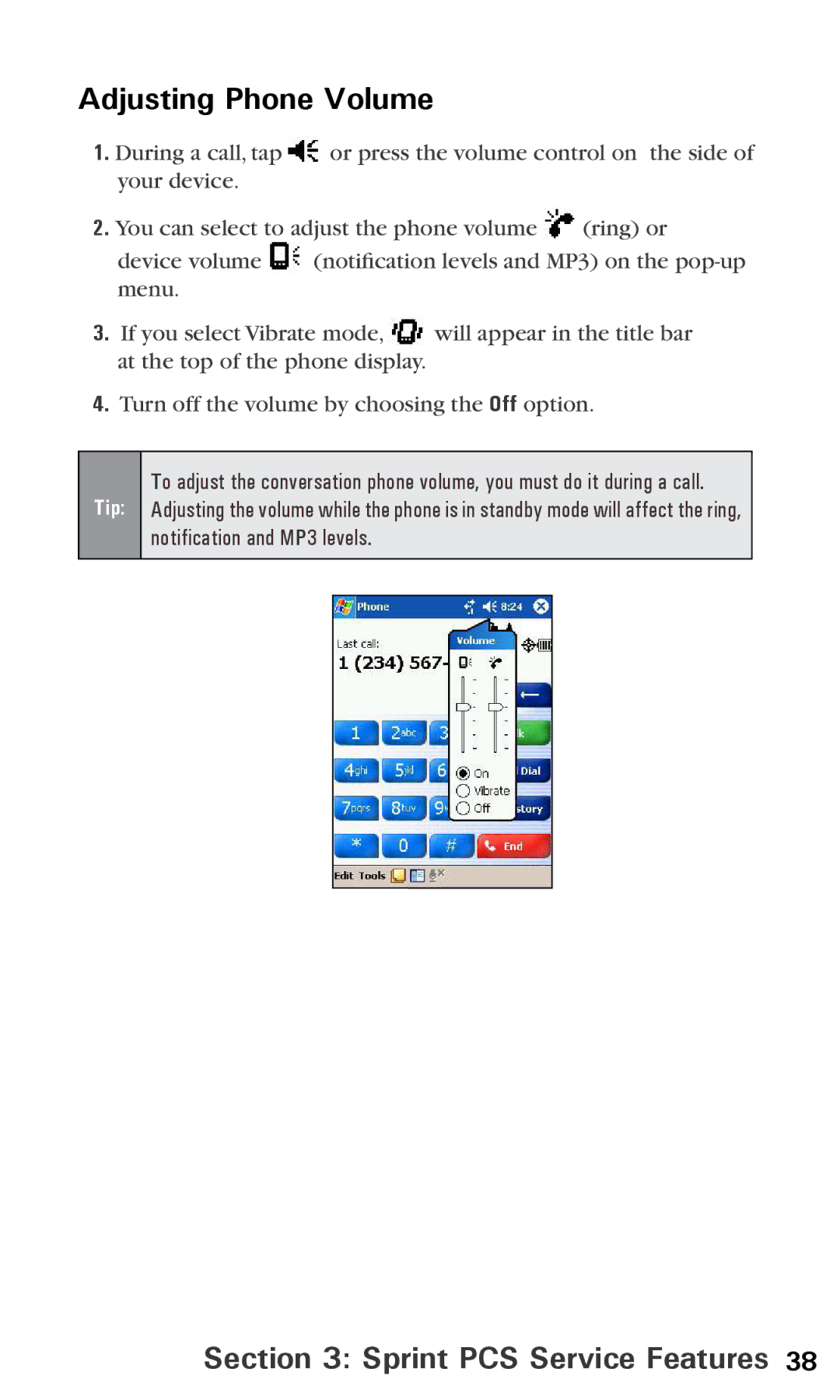 Audiovox PPC6600 manual Adjusting Phone Volume 