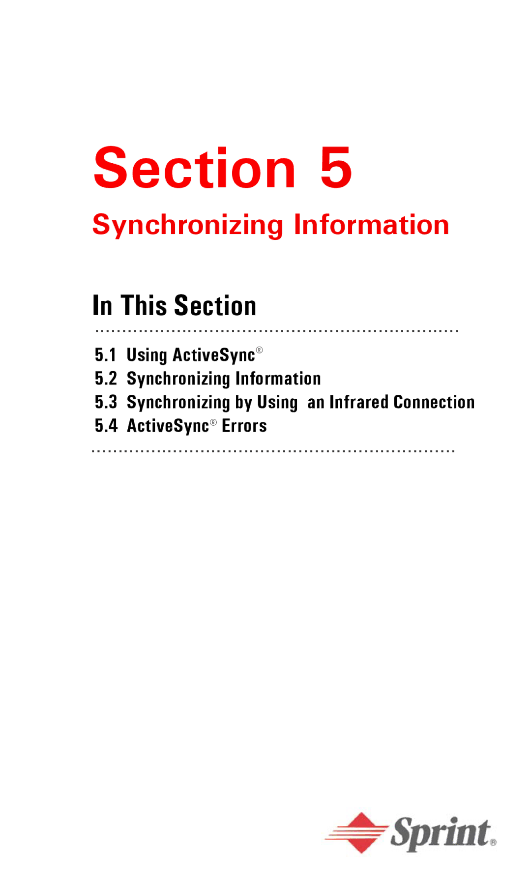 Audiovox PPC6600 manual Using ActiveSync Synchronizing Information, ActiveSync Errors 