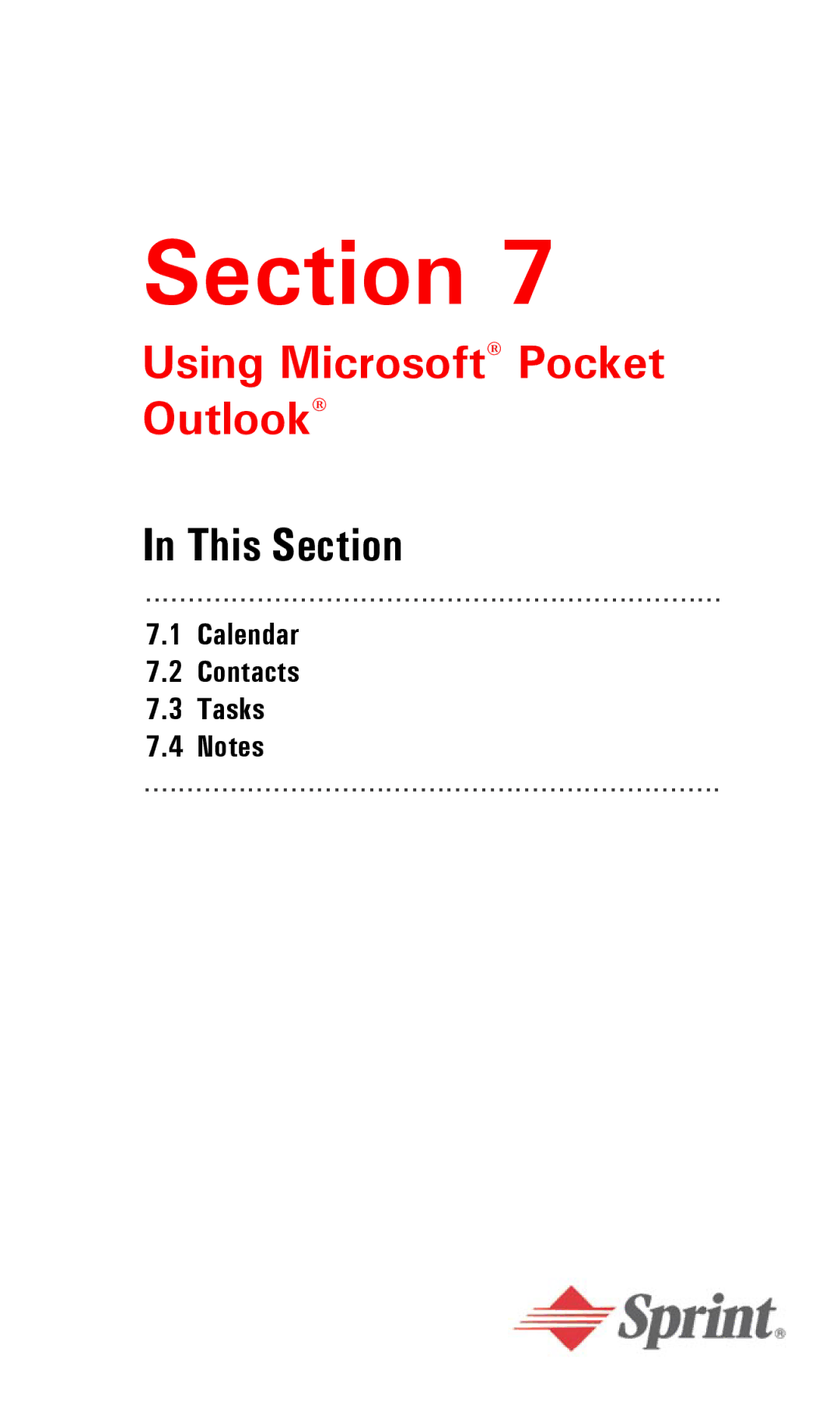 Audiovox PPC6600 manual Using Microsoft Pocket Outlook, Calendar Contacts Tasks 