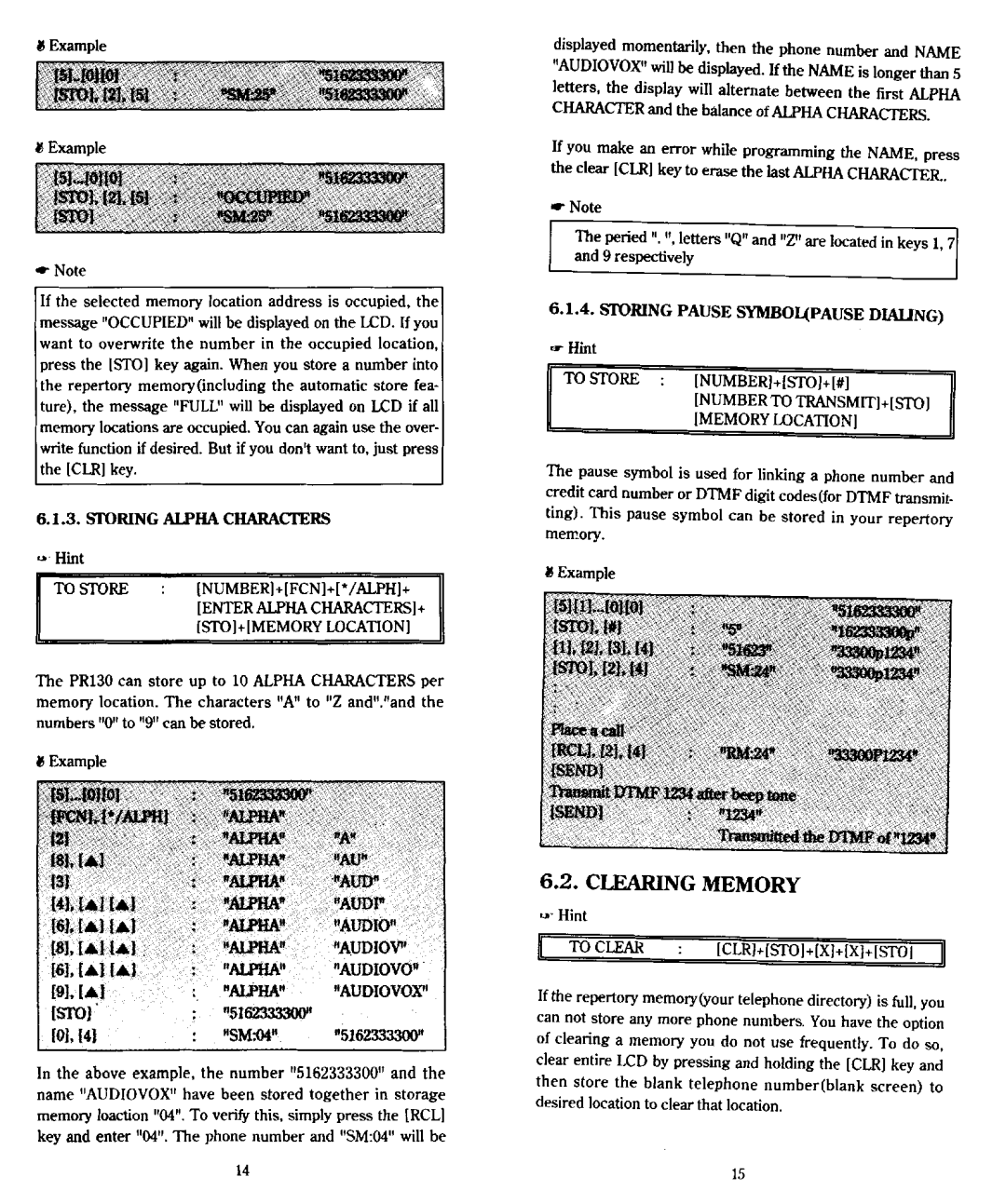 Audiovox PR-130 manual 