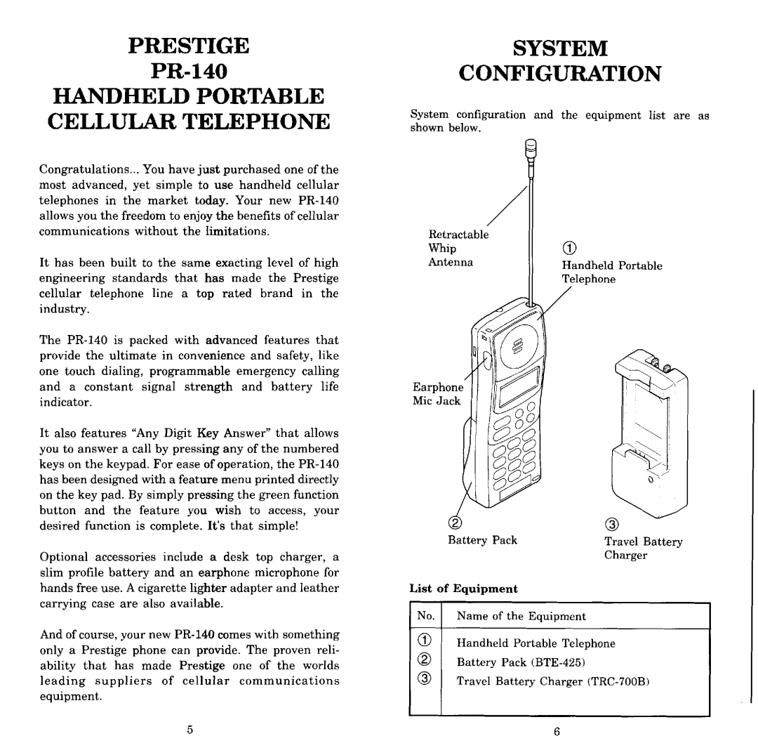 Audiovox PR-140 manual 