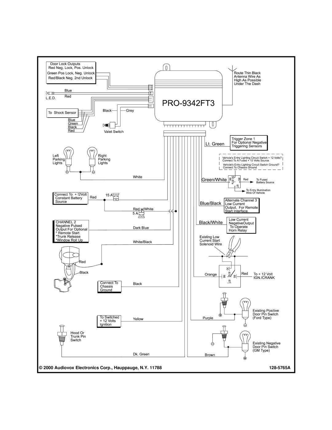 Audiovox PRO-9342FT3 installation manual Audiovox Electronics Corp., Hauppauge, N.Y 