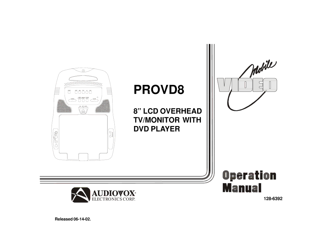Audiovox PROVD8 manual VOD705 