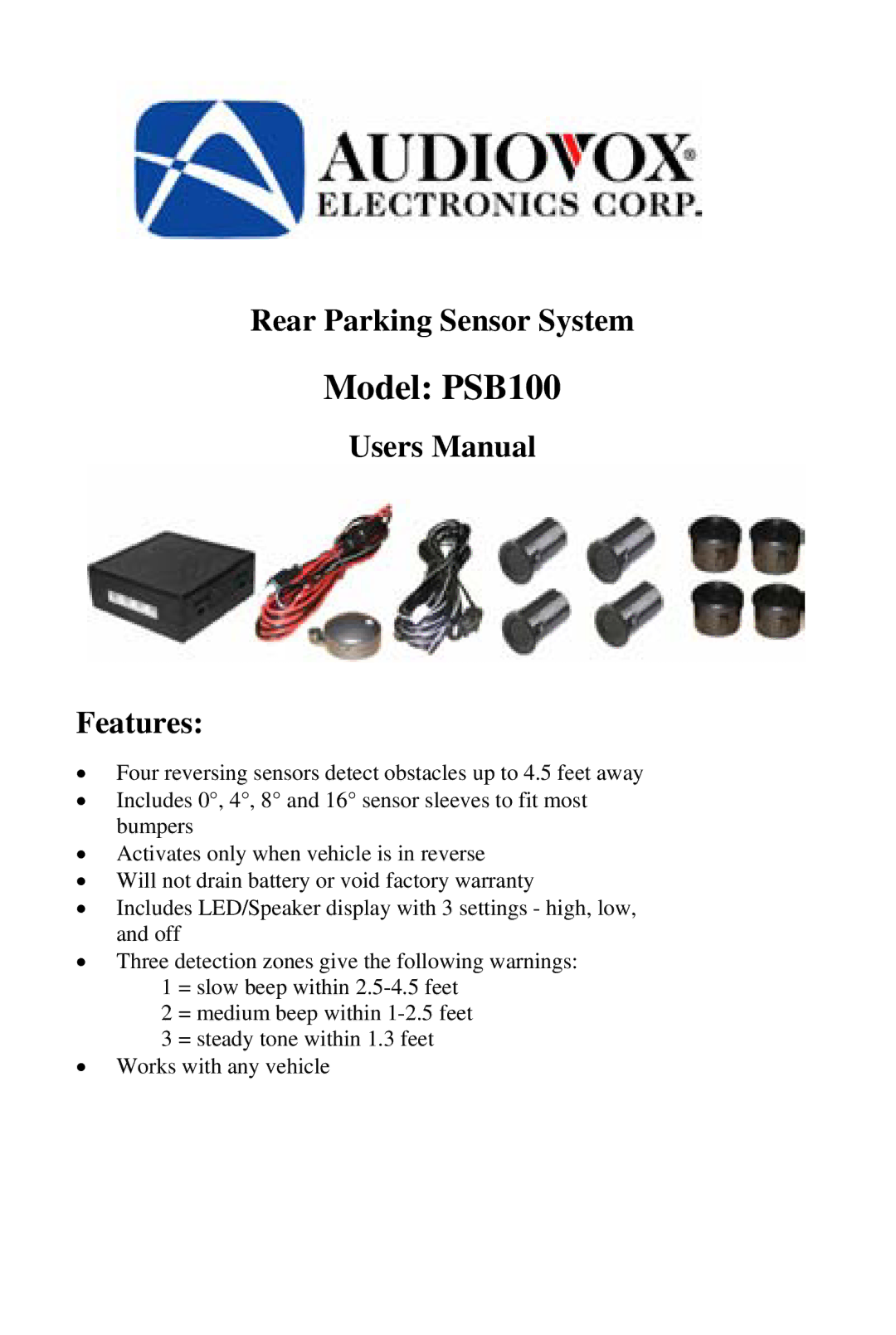 Audiovox user manual Model PSB100 